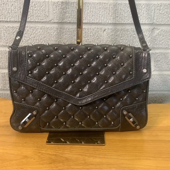 Rebecca Minkoff Handbags - Rebecca Minkoff Brown Leather Quilted Studded Crossbody Messenger Bag VGUC